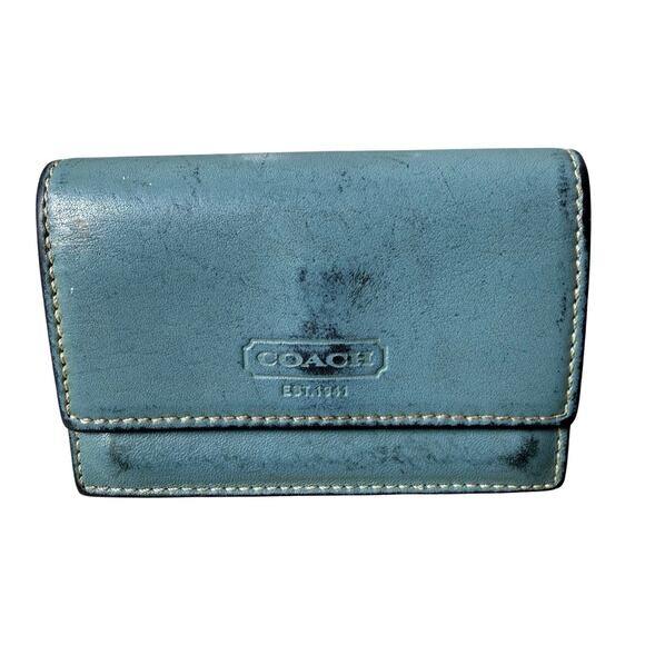 Coach Vintage Light Blue Small Accordion Wallet Card Holder - Picture 1 of 9